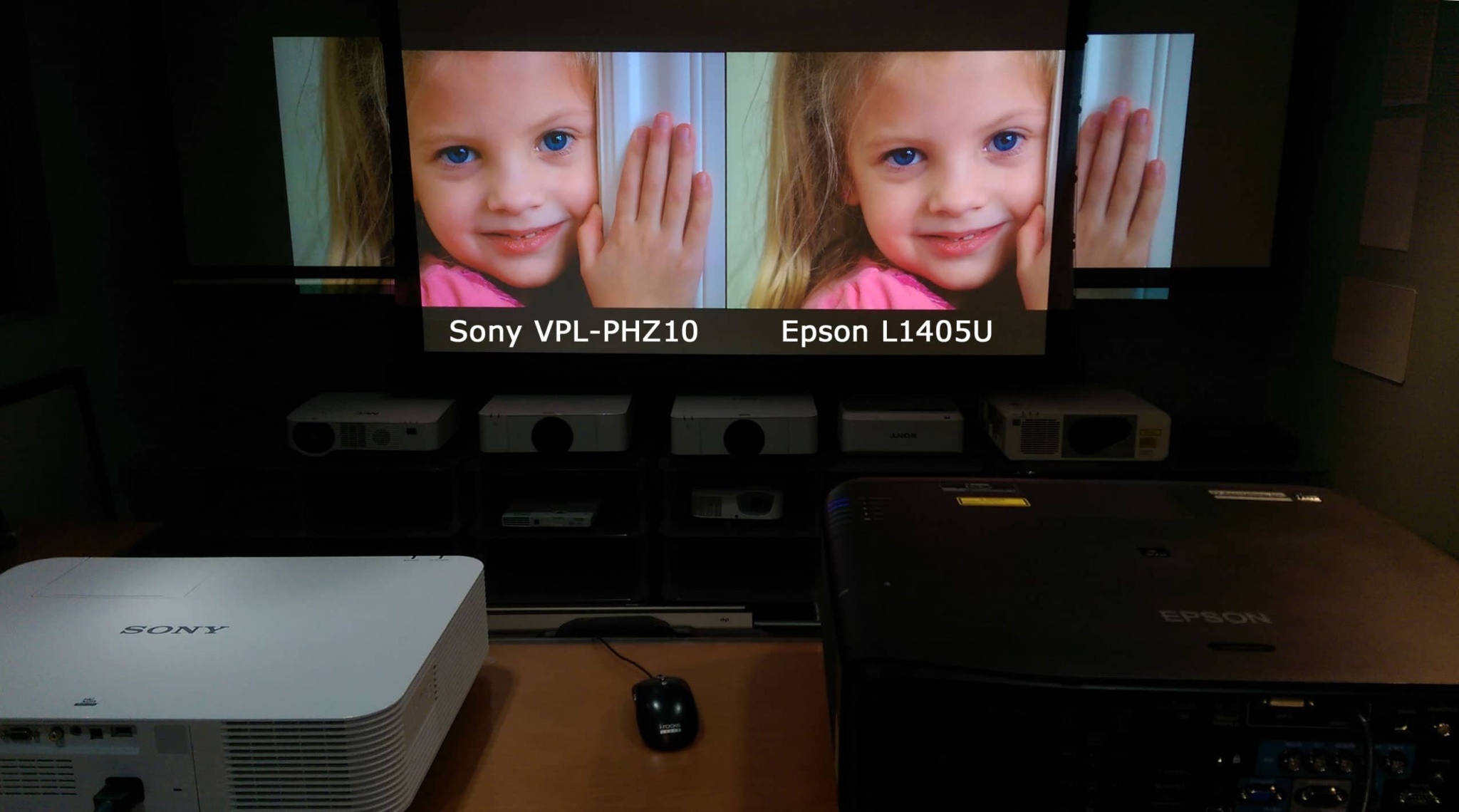 Skintone Comparison on Sony VPL-PHZ10 next to Epson L1405U