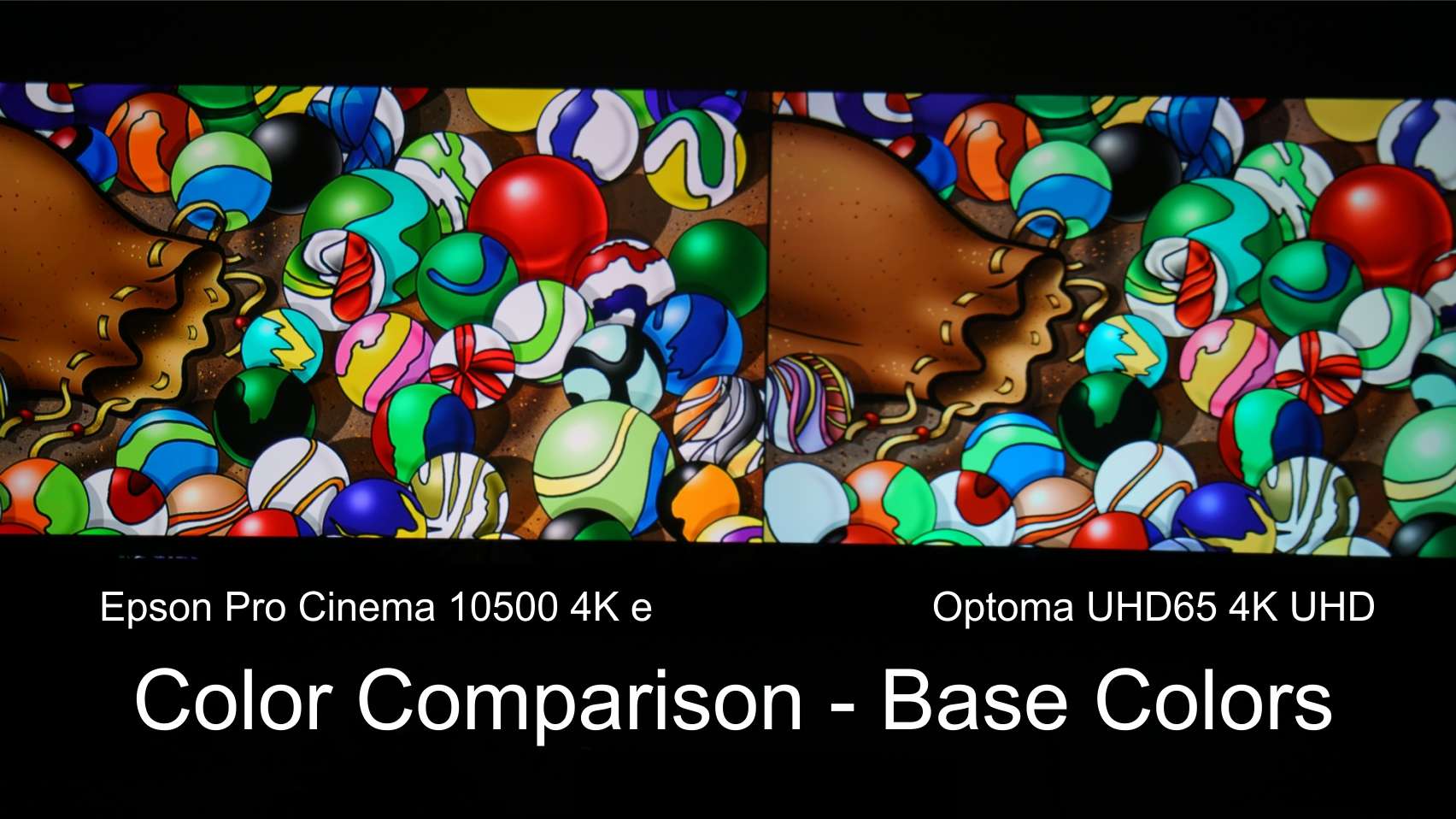 Optoma UHD65 vs Epson Pro Cinema LS10500: Base Color Comparison