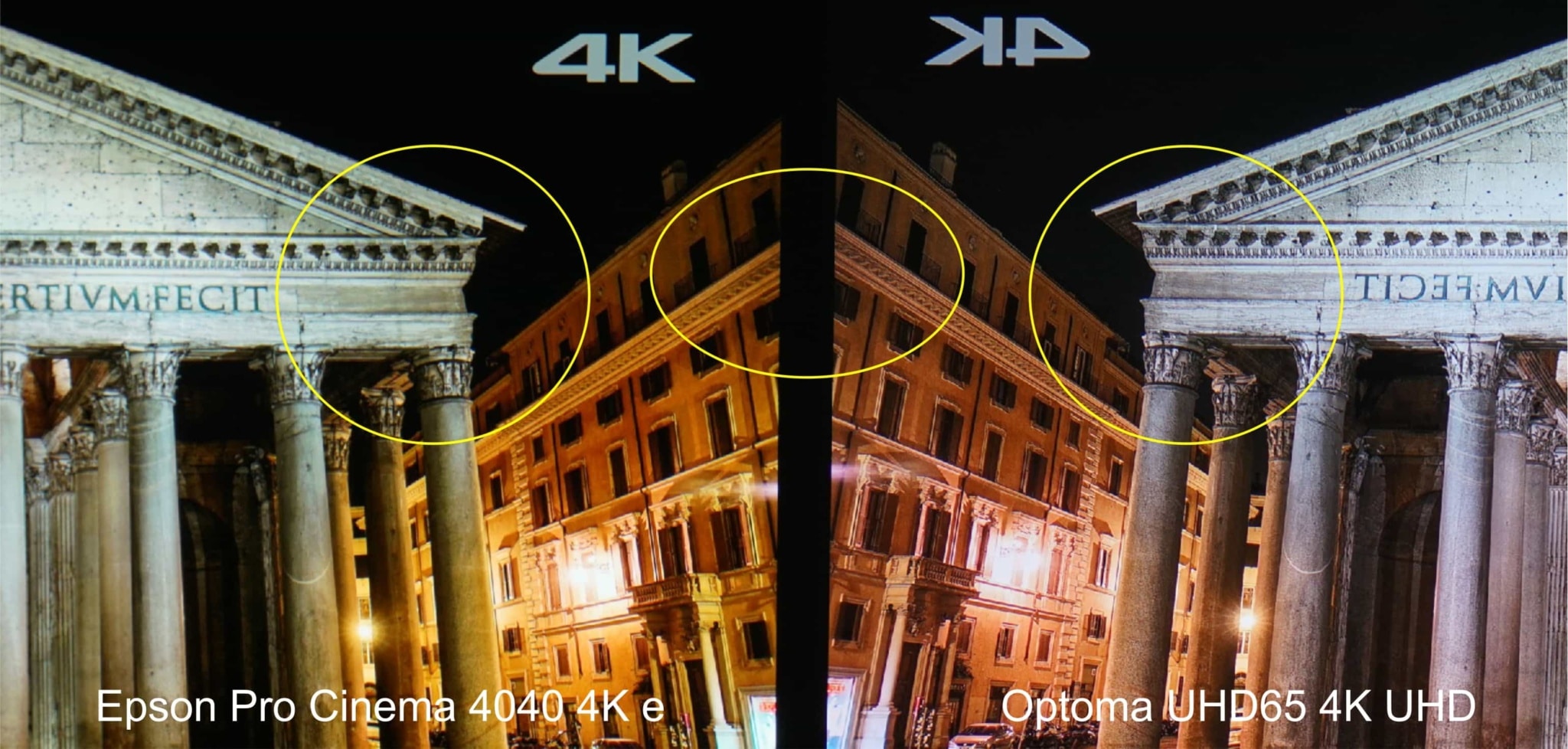 Sony VPL-VW365ES vs Epson Pro Cinema 4040: Detail comparison close up.