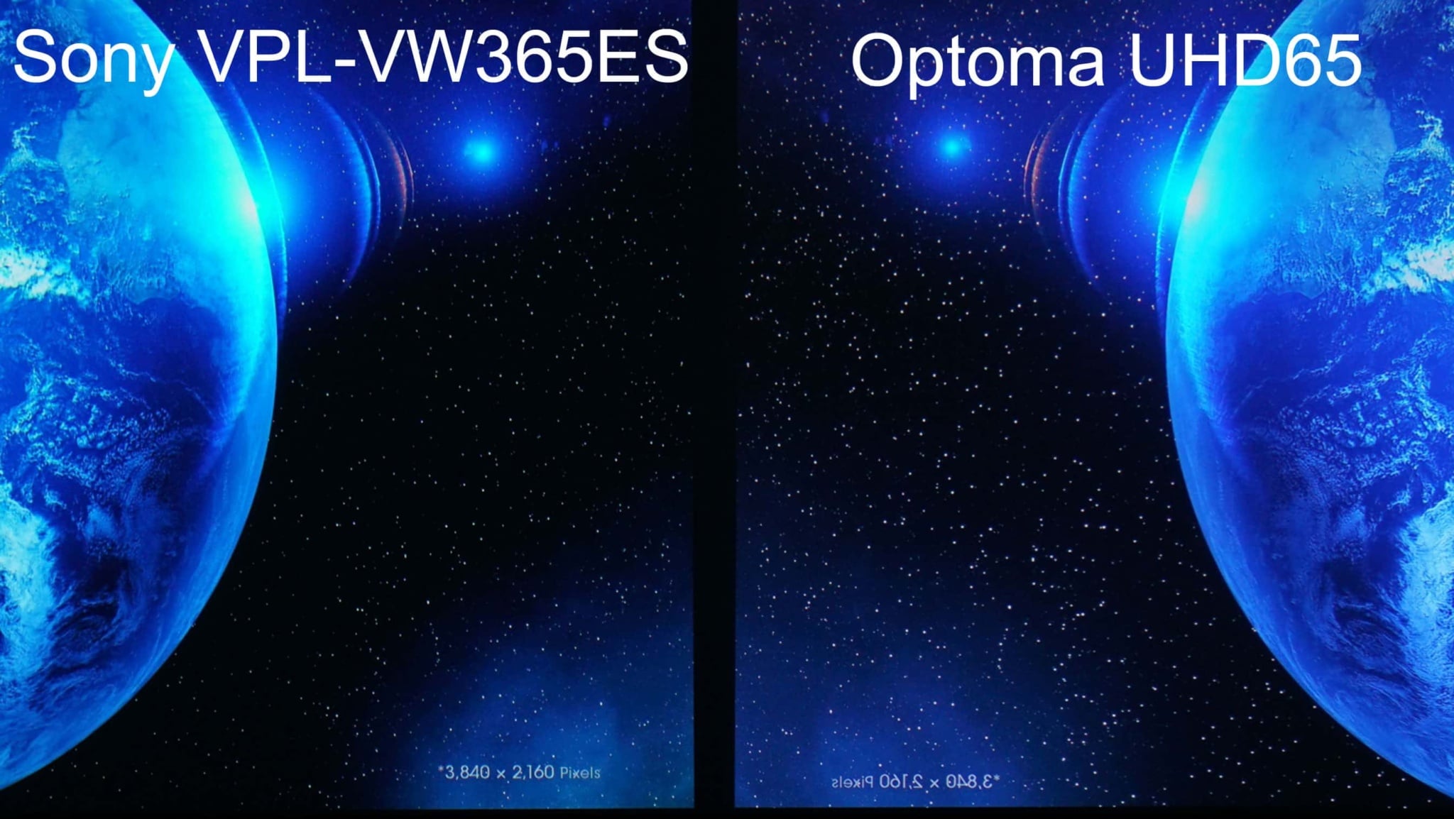 This closeup (approximately 1/4 of full 4K images) shows the key contrast differences between the Sony and Optoma.