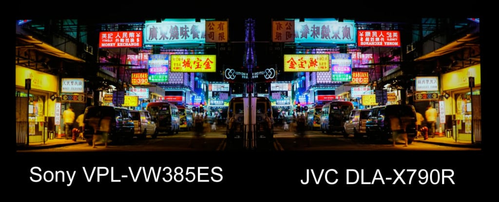 At normal viewing distance (click image to enlarge) both the JVC and Sony are sharp and detailed.