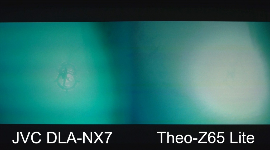 BEFORE: In this extremely bright scene (4,000 nit grade), the fine details in the sun coming through the diving cage from The Meg 4K disc are lost in the static tone map of the Theo on the right. We have since come up with alternative HDR settings for those movies that are graded with 4,000 nits and higher. Note: the horizontal banding and colors on both images are camera artifacts and not visible in person.