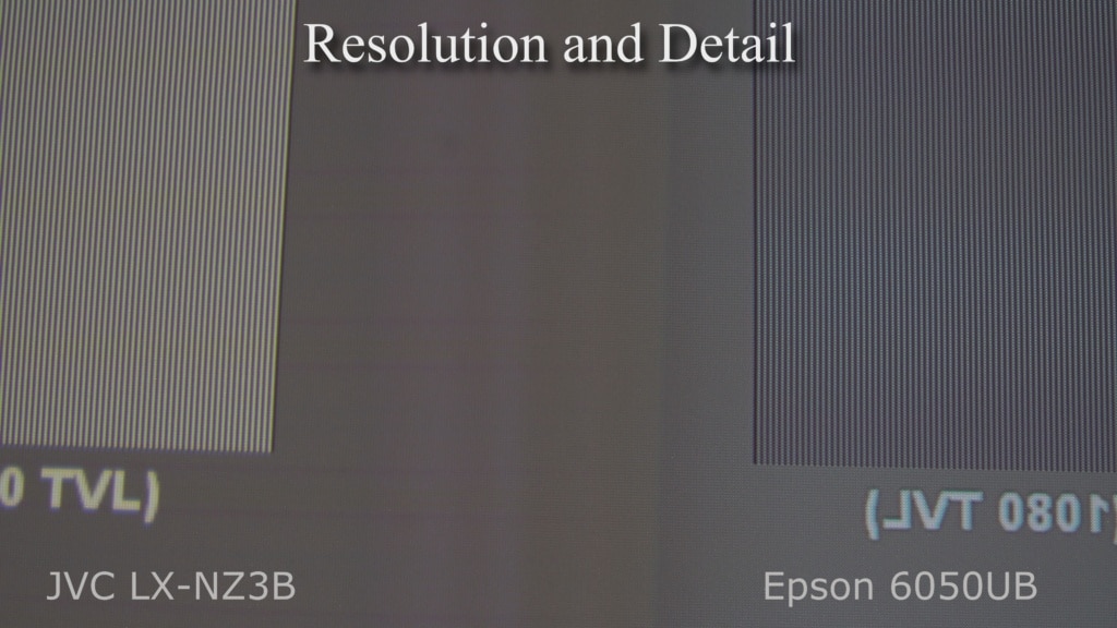 Both projectors now have their full 4K shift engaged. Notice that, even on this HD test image, how much smoother and cleaner both images are. Both do an excellent job of HD Blu-ray images and are significantly better than dedicated HD projectors.