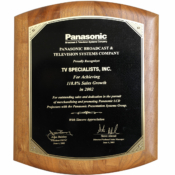 2003 - National Recognition for Outstanding Sales &amp; Dedication from Panasonic