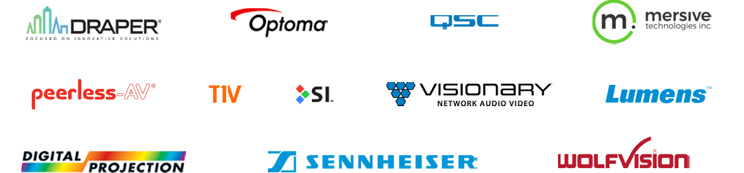 Gold & Silver Sponsors: Draper, Optoma, QSC, Mersive Yechnologies, Peerless-AV, T1V, Screen Innovations (SI), Visionary Network Audio Video, Lumens, Digital Projection, Sennheiser, Wolfvision